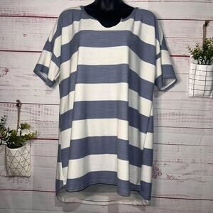 New Without Tags | Acting Pro Blue & White Striped Slub Knit Top | Women’s Large